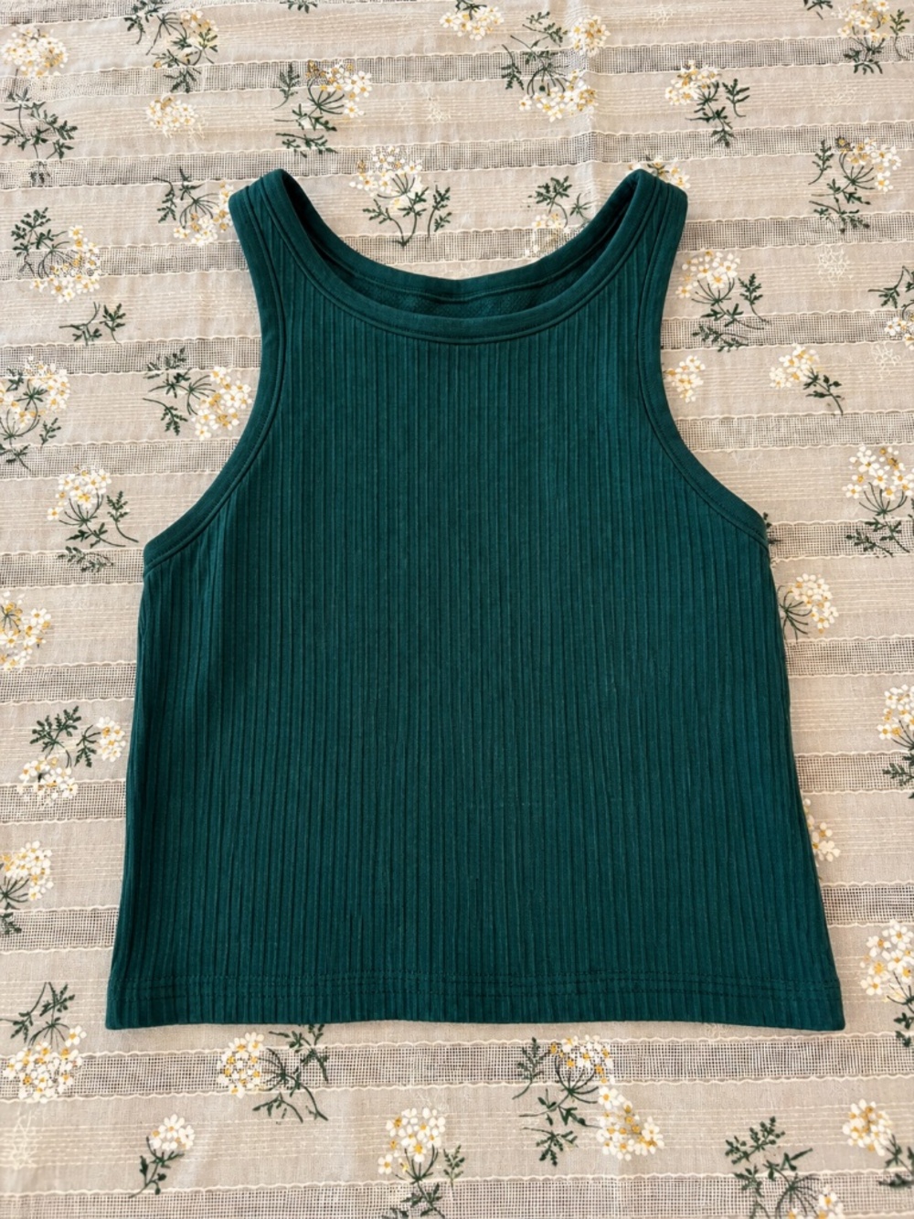 Lululemon Ebb to Street Cropped Racerback Tank Dark forest Green